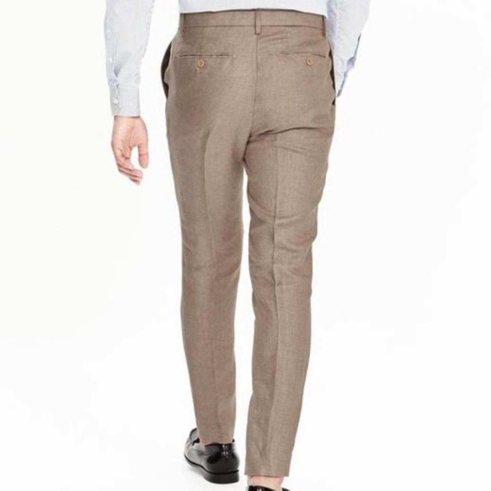 Banana Republic Slim Pleated Linen Trousers 34/36 Beige - Picture 2 of 6